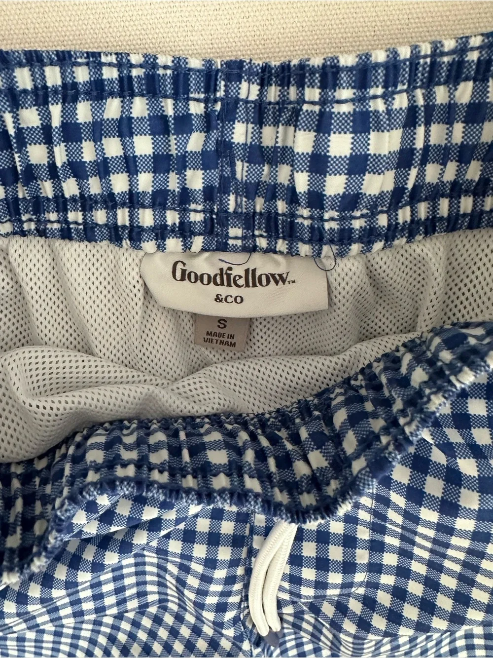 Goodfellow & Co Blue Gingham Swim Trunks